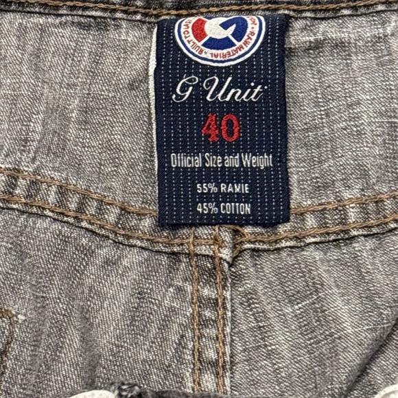 G-Unit Men's Jean Shorts Size‎ 40 Gray Baggy Hip Hop Y2K 00s Official Style - Picture 5 of 8